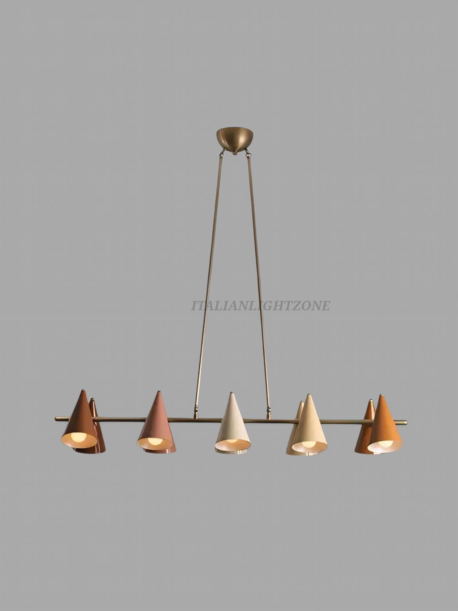 1920s Art Deco Mid Century Modern Brass Chandelier | Italian Stilnovo Sputnik Pendant Light | Ten Arm Cone Ceiling Fixture | Christmas decor