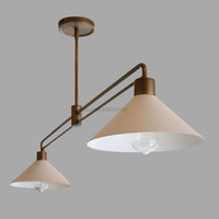 Mid Century Modern 2-Light Brass Pendant Chandelier | Adjustable Linear Ceiling Light for Kitchen Island, Dining Room, Minimalist Design