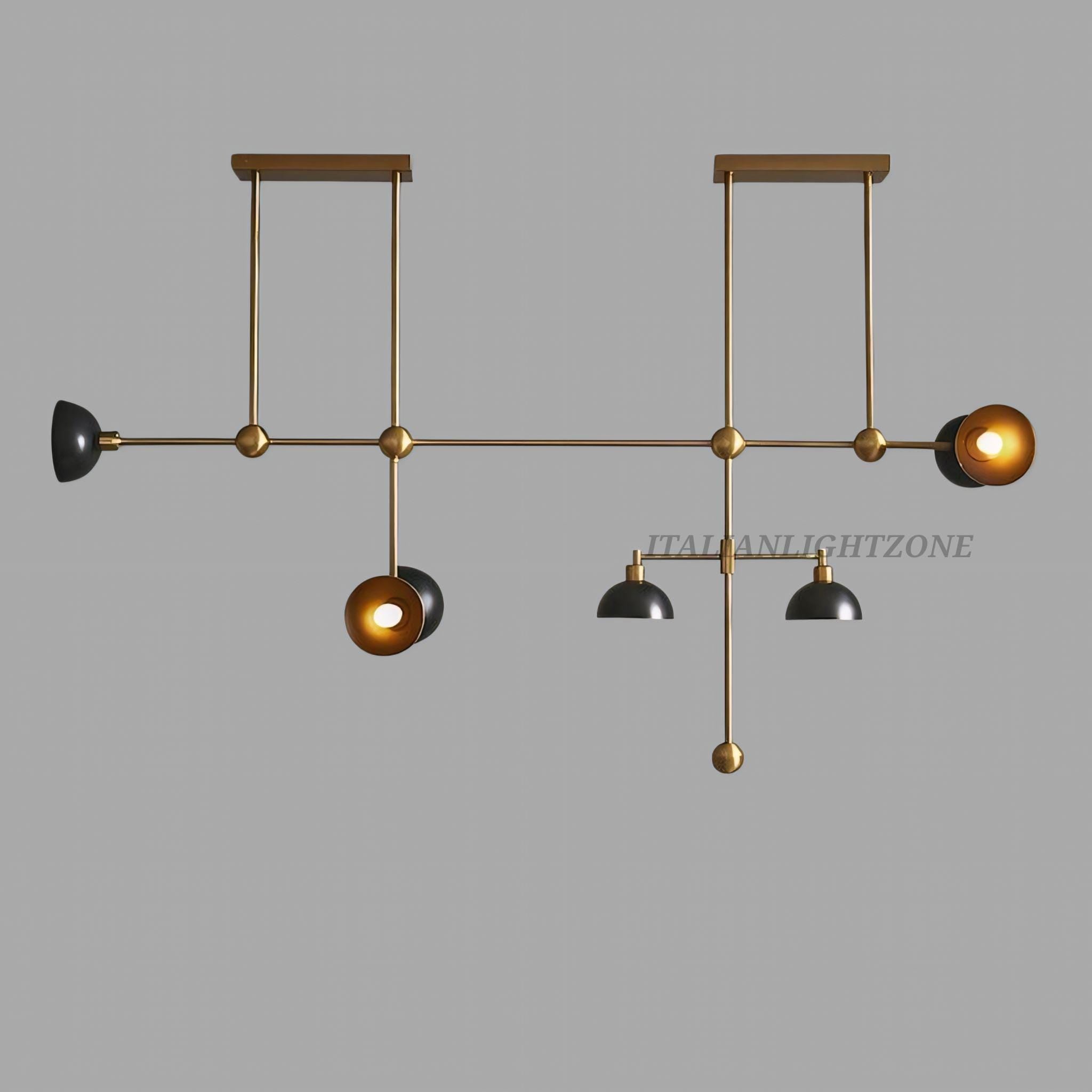 Modern Brass Sputnik Chandelier - 7-Light Dome Shade Ceiling Light for Living Room & Dining, Mid Century Pendant Lighting