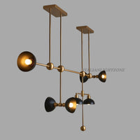 Modern Brass Sputnik Chandelier - 7-Light Dome Shade Ceiling Light for Living Room & Dining, Mid Century Pendant Lighting
