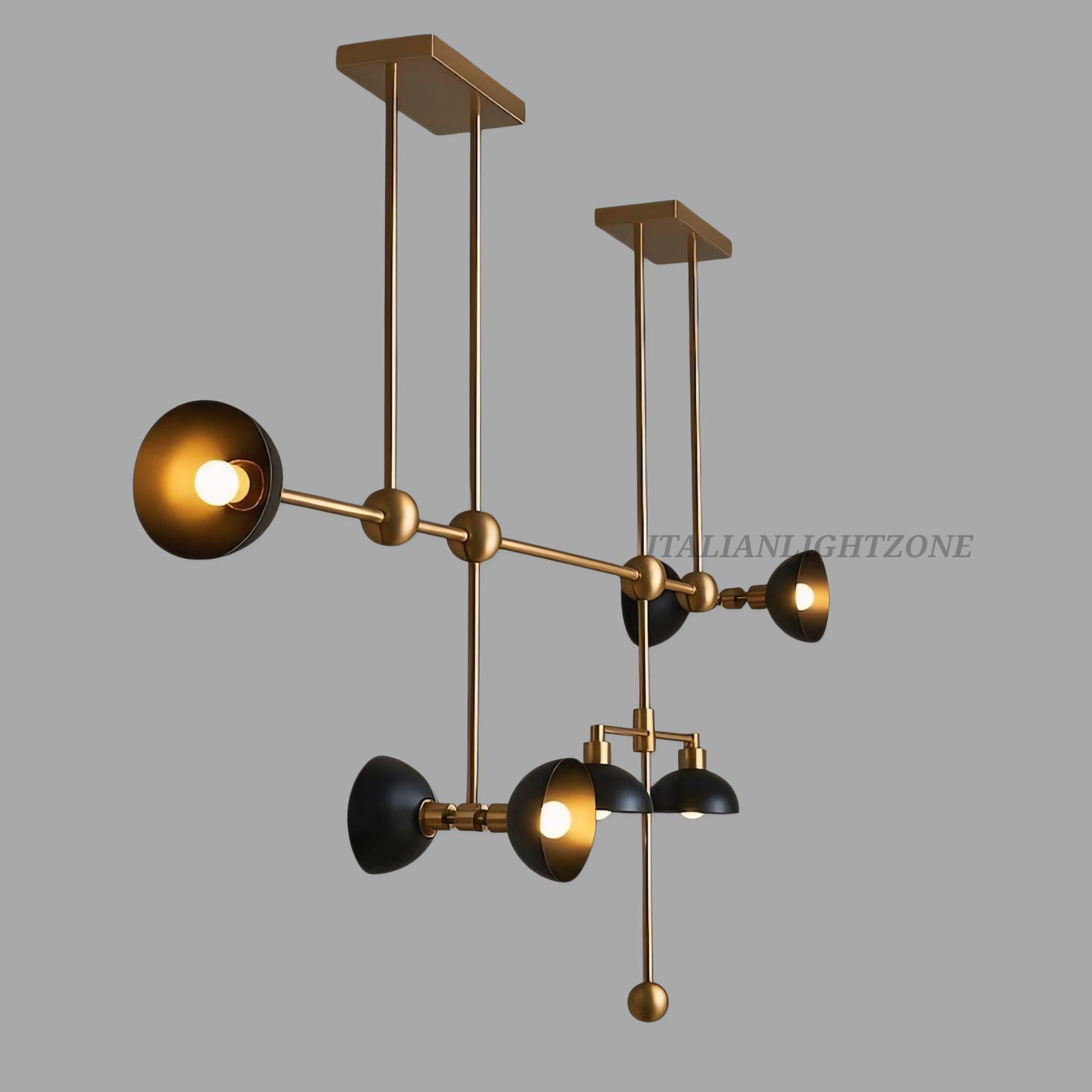 Modern Brass Sputnik Chandelier - 7-Light Dome Shade Ceiling Light for Living Room & Dining, Mid Century Pendant Lighting