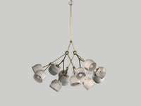 Mid Century Modern Brass Sputnik Chandelier | Blue & White Globe Pendant