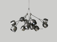 Mid Century Modern Brass Sputnik Chandelier | Blue & White Globe Pendant