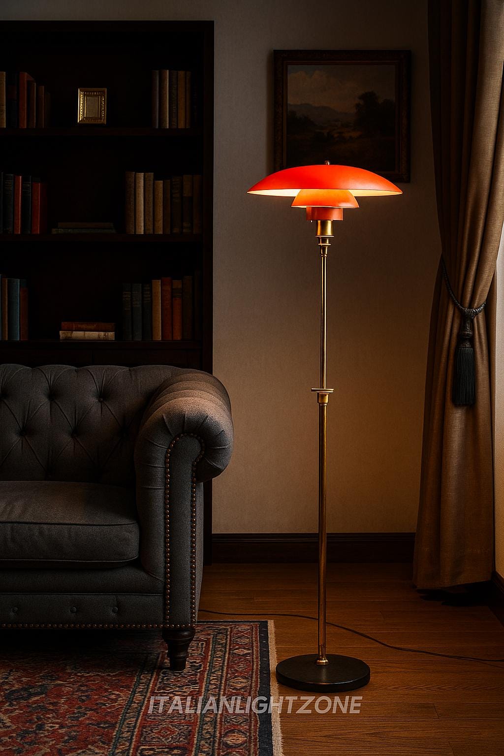 Mid Century Modern Floor Lamp – 1950s Stilnovo Style Adjustable Arm Vintage Lighting, Italian Brass Retro Standing Lamp for Living Room