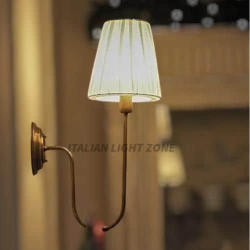 1920s Mid Century Brass Wall Sconce Light with Linen Shade – Classic Vintage Wall Lamp,  Wall Lighting for Living Room & Bedroom Décor
