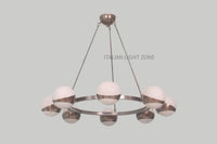 Mid Century Sputnik Chandelier – 8 Globe Brass Pendant Light Fixture | Circle Cut Shade for Dining Room & Modern Home Decor