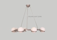 Mid Century Sputnik Chandelier – 8 Globe Brass Pendant Light Fixture | Circle Cut Shade for Dining Room & Modern Home Decor