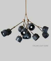 Mid Century Modern Brass Sputnik Chandelier | Blue & White Globe Pendant
