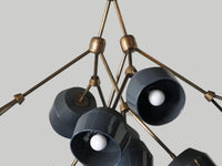 Mid Century Modern Brass Sputnik Chandelier | Blue & White Globe Pendant