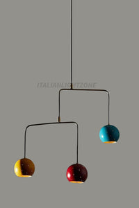 Handmade Brass Sputnik Chandelier: Mid Century Modern Italian Pendant Light
