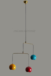 Handmade Brass Sputnik Chandelier: Mid Century Modern Italian Pendant Light