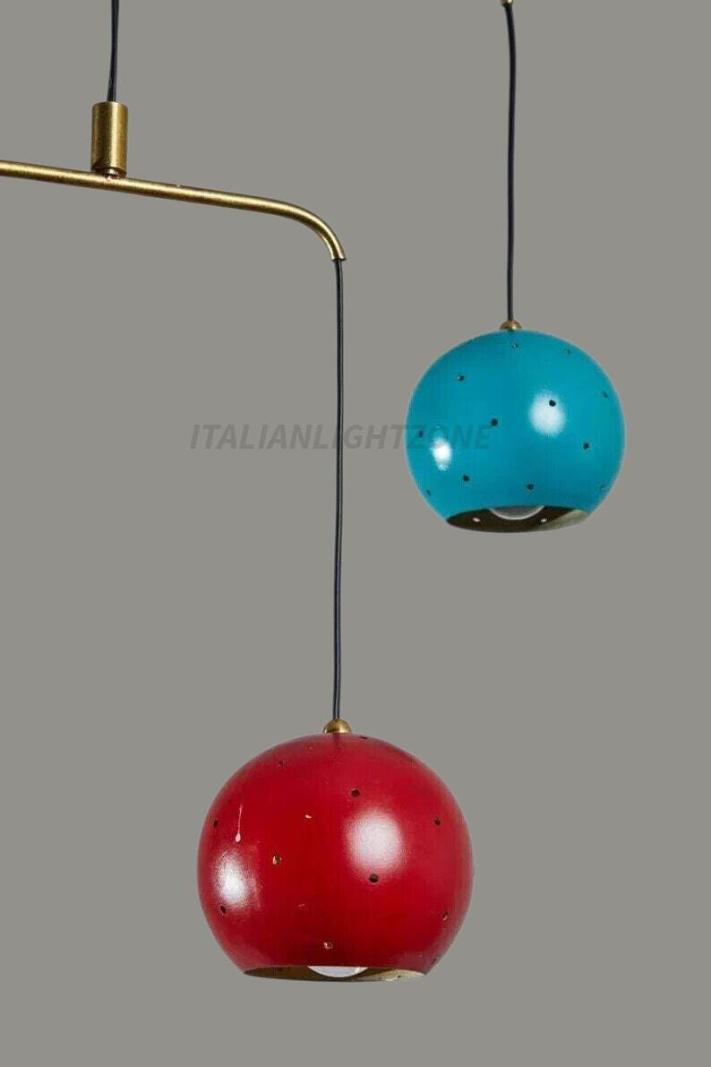 Handmade Brass Sputnik Chandelier: Mid Century Modern Italian Pendant Light