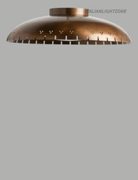 1920s Mid Century Modern Brass Flush Mount Ceiling Light | Vintage Style Dome Fixture | Retro Metal Ceiling Lamp for Living Room & Kitchen