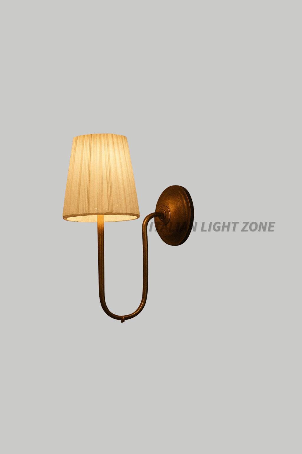 1920s Mid Century Brass Wall Sconce Light with Linen Shade – Classic Vintage Wall Lamp,  Wall Lighting for Living Room & Bedroom Décor
