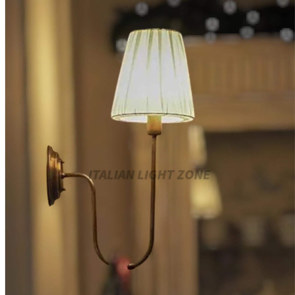 1920s Mid Century Brass Wall Sconce Light with Linen Shade – Classic Vintage Wall Lamp,  Wall Lighting for Living Room & Bedroom Décor