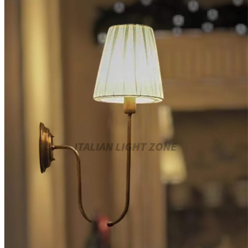 1920s Mid Century Brass Wall Sconce Light with Linen Shade – Classic Vintage Wall Lamp,  Wall Lighting for Living Room & Bedroom Décor