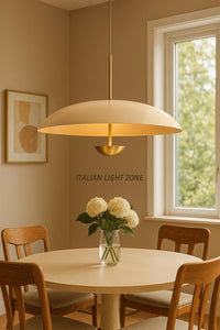 Mid Century Modern Brass Pendant Light | Italian Dome Chandelier | 1950s Adjustable Ceiling Fixture | Handmade Vintage Lighting| Dining Room