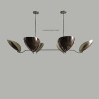 Mid Century Modern Brass Sputnik Chandelier - 6-Light Retro Ceiling Light