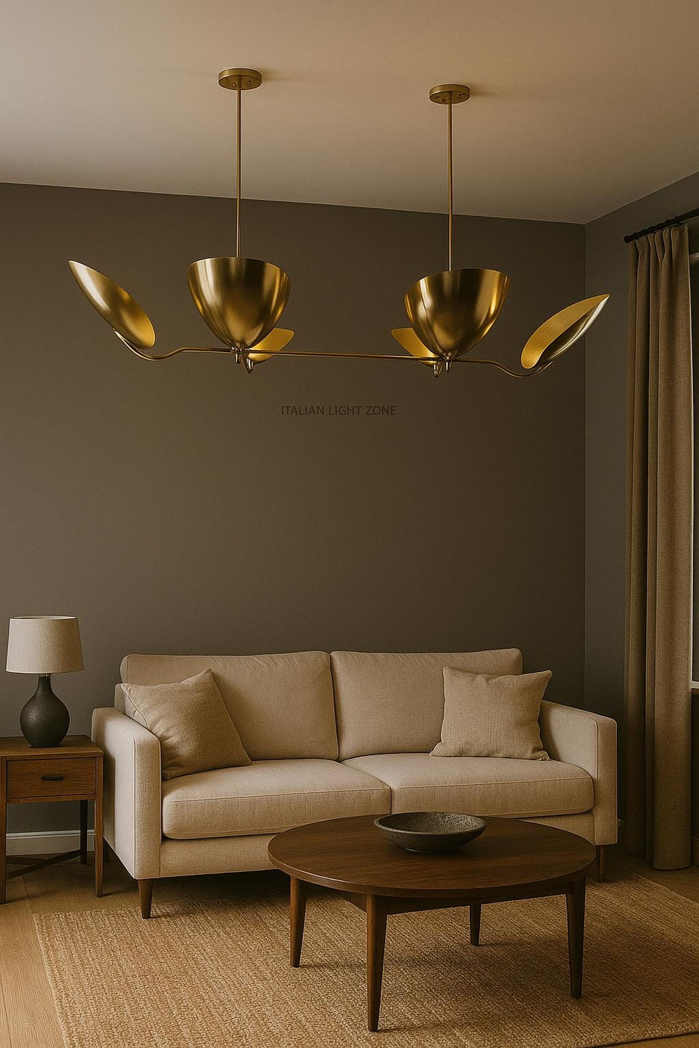 Mid Century Modern Brass Sputnik Chandelier - 6-Light Retro Ceiling Light