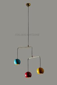 Handmade Brass Sputnik Chandelier: Mid Century Modern Italian Pendant Light