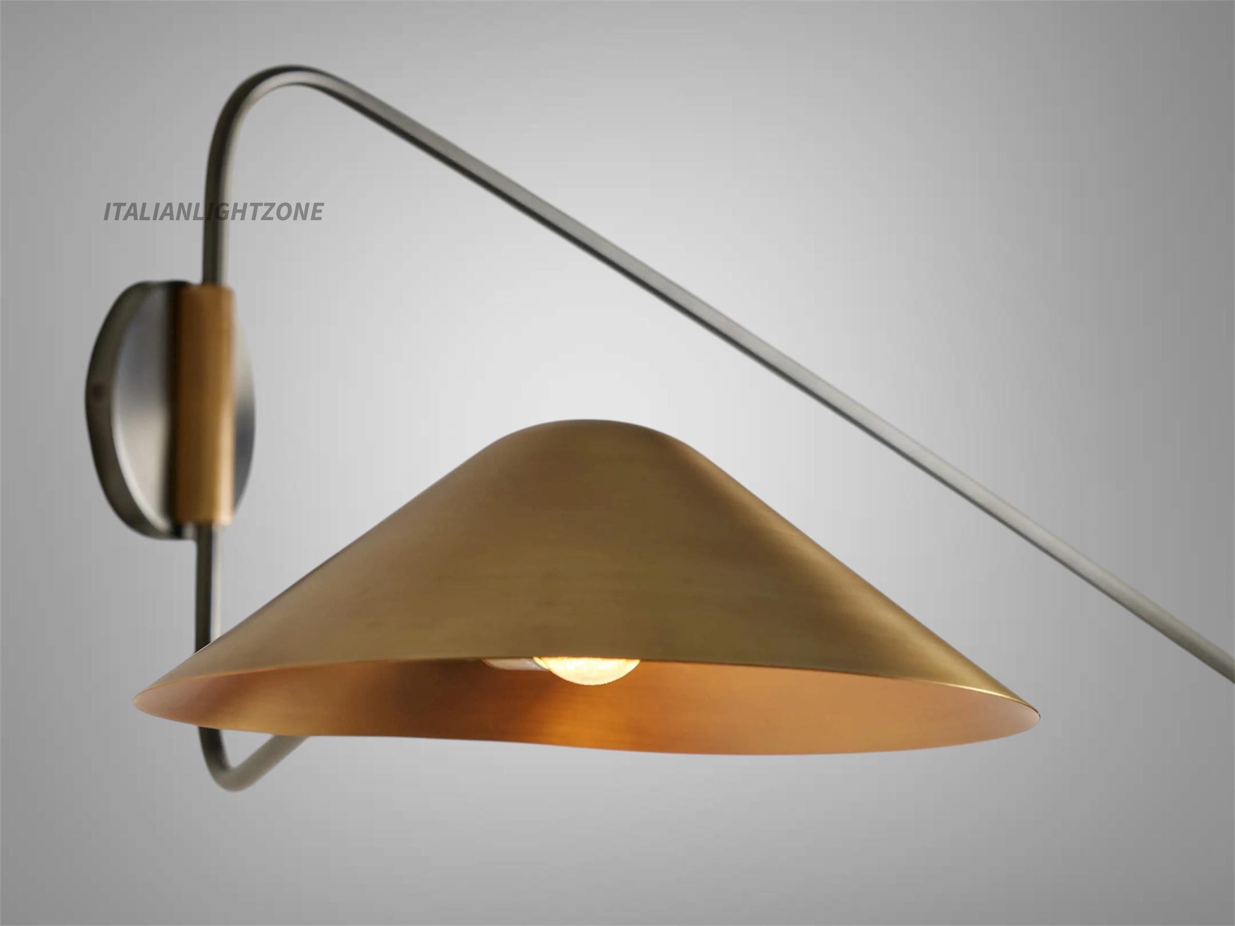 Handmade Brass Double Arm Wall Sconce – Mid Century Modern Swing Arm Light – Diabolo Style Wall Lamp for Living Room & Bedroom