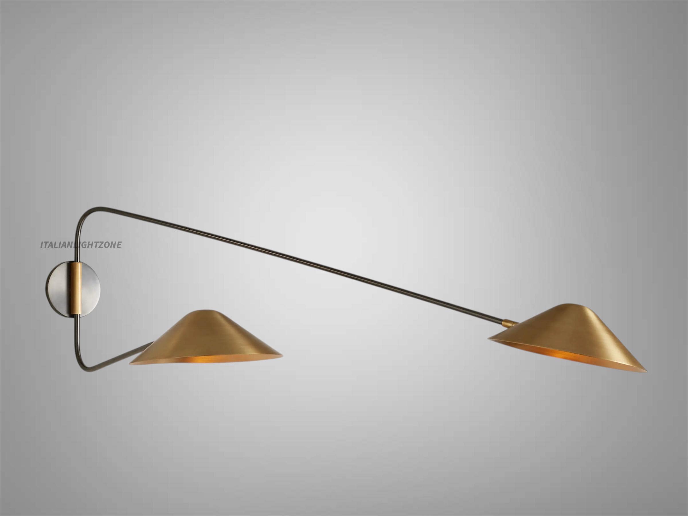 Pair Brass Wall Sconces – Mid Century Modern Stilnovo Style | Italian Vintage Wall Lamp Fixture for Living Room, Bedroom, or Hallway