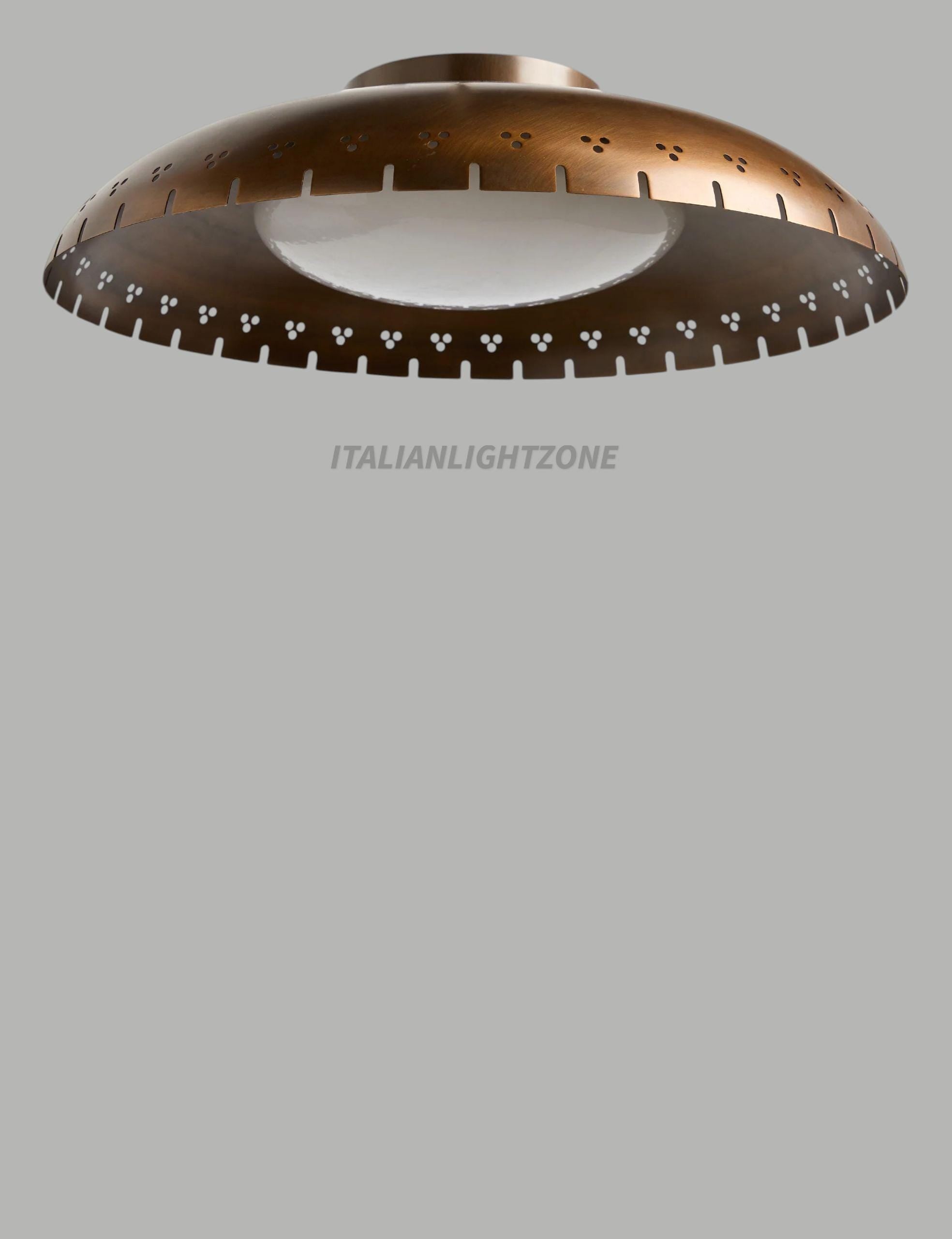 1920s Mid Century Modern Brass Flush Mount Ceiling Light | Vintage Style Dome Fixture | Retro Metal Ceiling Lamp for Living Room & Kitchen
