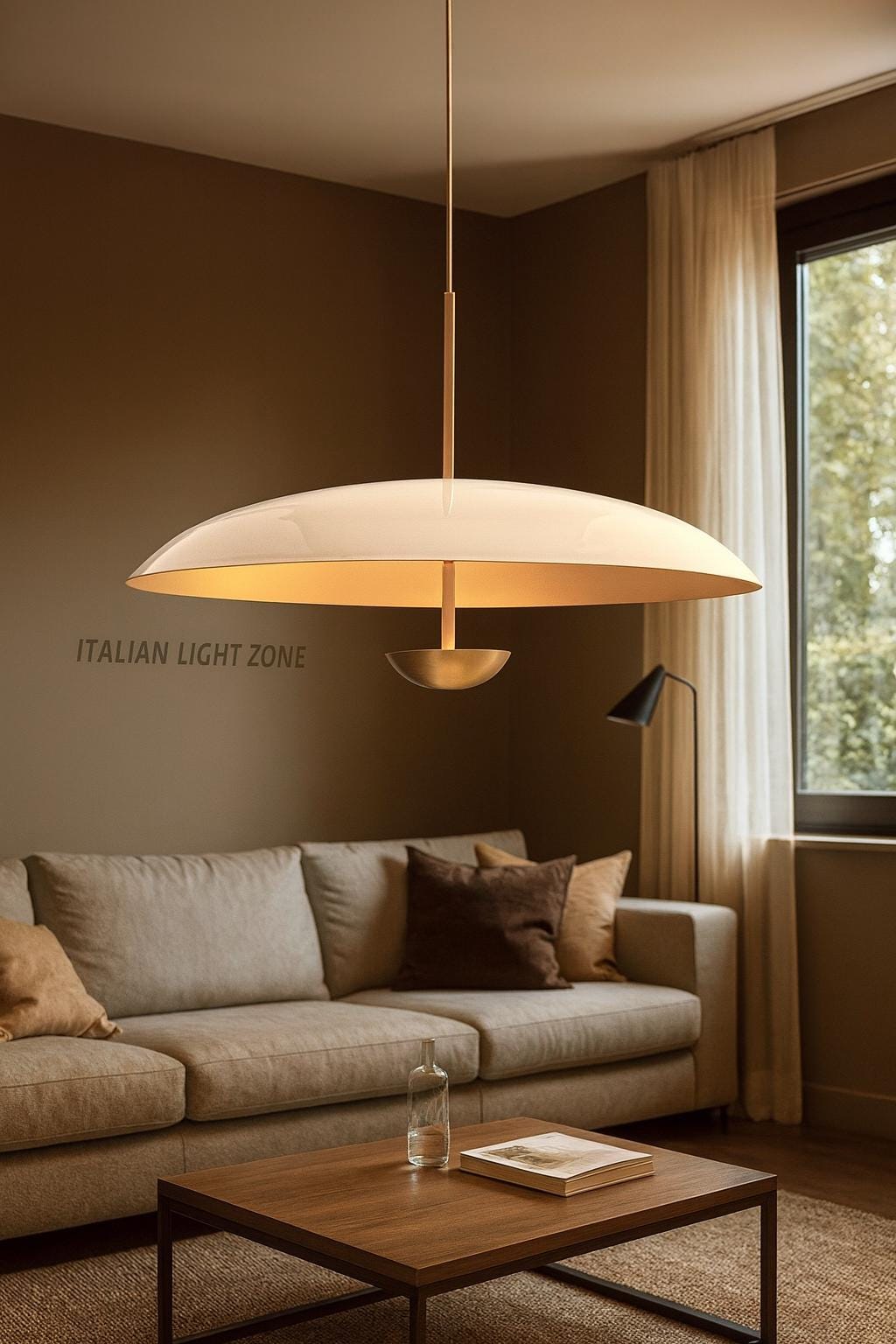Mid Century Modern Brass Pendant Light | Italian Dome Chandelier | 1950s Adjustable Ceiling Fixture | Handmade Vintage Lighting| Dining Room
