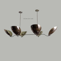 Mid Century Modern Brass Sputnik Chandelier - 6-Light Retro Ceiling Light