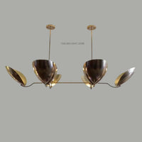 Mid Century Modern Brass Sputnik Chandelier - 6-Light Retro Ceiling Light