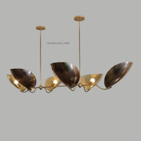Mid Century Modern Brass Sputnik Chandelier - 6-Light Retro Ceiling Light