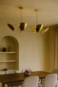 Mid Century Modern Brass Sputnik Chandelier - 6-Light Retro Ceiling Light