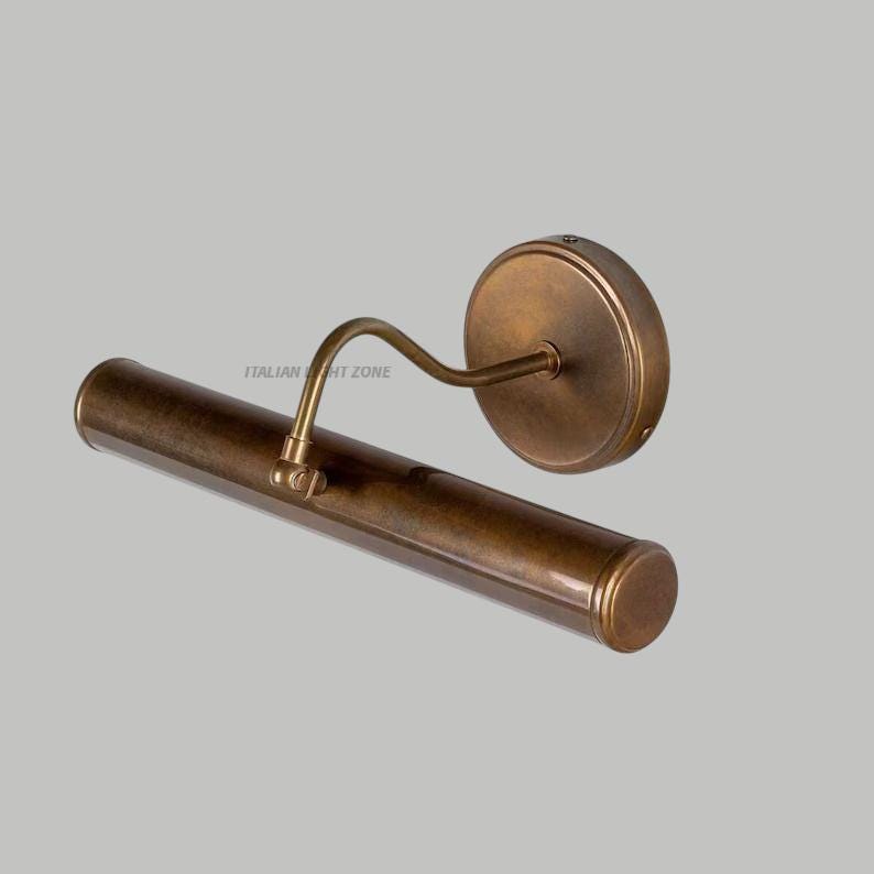 Vintage Brass Picture Light | Adjustable Wall Art Lamp | Antique Gallery Lighting for Bedroom & Living Room | Mid Century Wall Light