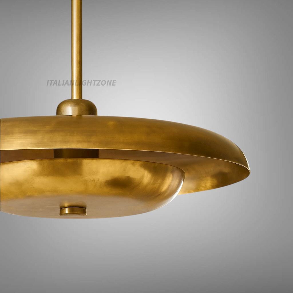 Mid-Century Modern Brass Pendant Light | 3-Light Flush Mount Ceiling Lamp | Handmade Elegant UFO Style Fixture for Kitchen or Dining