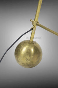 Mid Century Brass Floor Lamp – Handmade Italian Retro Standing Lamp – Adjustable Vintage Cone Shade Lighting – Modern Minimalist Home