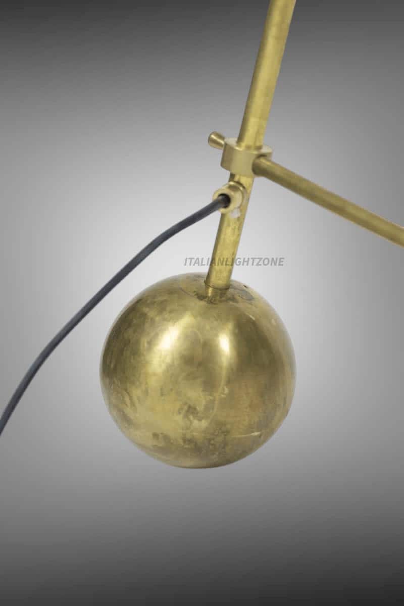 Mid Century Brass Floor Lamp – Handmade Italian Retro Standing Lamp – Adjustable Vintage Cone Shade Lighting – Modern Minimalist Home