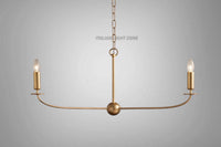 Handmade Linear 6-Light Chandelier – Modern Black Ceiling Light Fixture | Mid Century Minimalist Pendant for Living or Dining Room