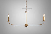 Handmade Linear 6-Light Chandelier – Modern Black Ceiling Light Fixture | Mid Century Minimalist Pendant for Living or Dining Room