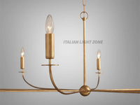 Handmade Linear 6-Light Chandelier – Modern Black Ceiling Light Fixture | Mid Century Minimalist Pendant for Living or Dining Room