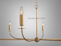 Handmade Linear 6-Light Chandelier – Modern Black Ceiling Light Fixture | Mid Century Minimalist Pendant for Living or Dining Room