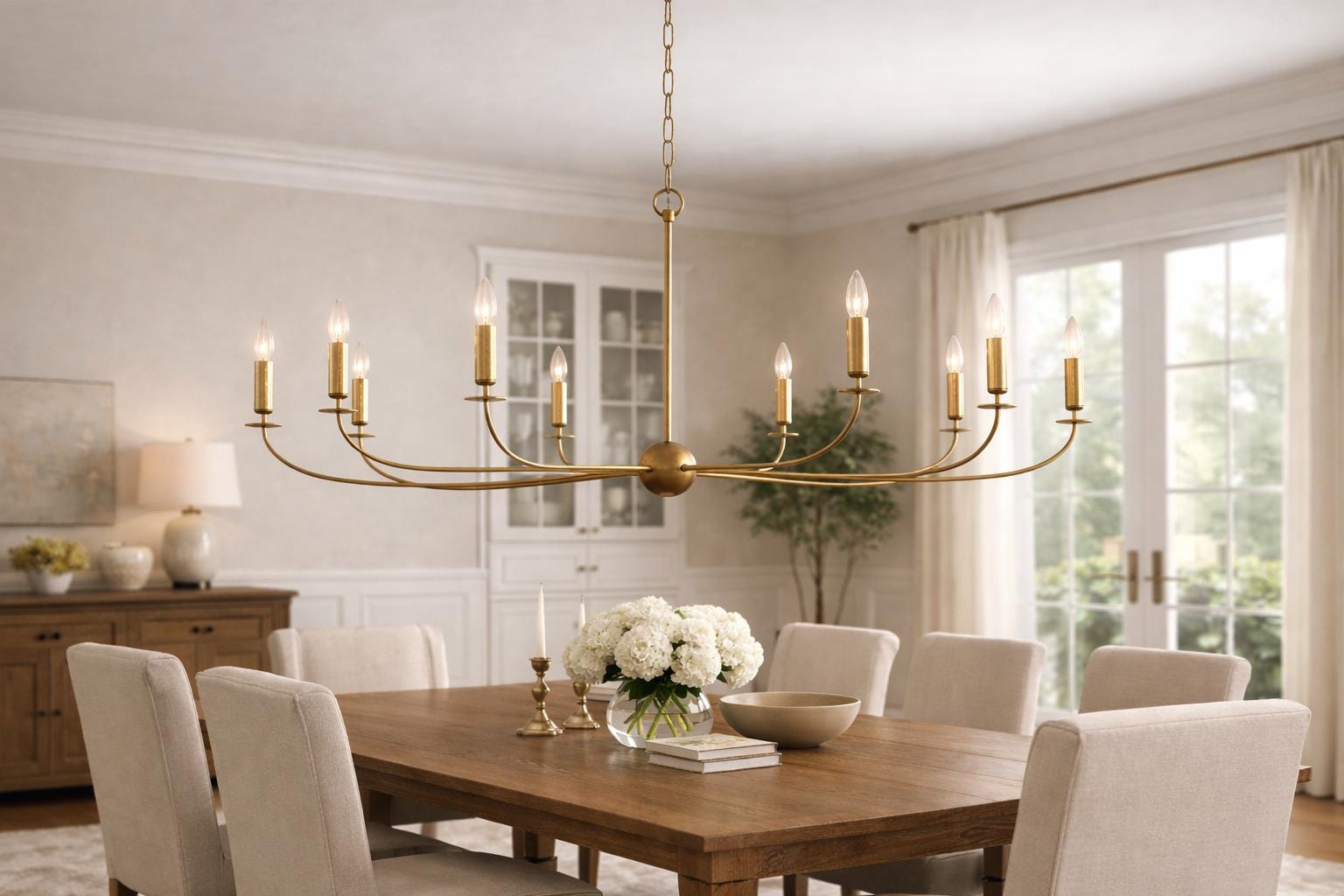 Handmade Linear 6-Light Chandelier – Modern Black Ceiling Light Fixture | Mid Century Minimalist Pendant for Living or Dining Room