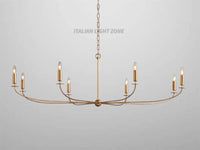 Handmade Linear 6-Light Chandelier – Modern Black Ceiling Light Fixture | Mid Century Minimalist Pendant for Living or Dining Room