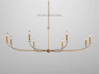 Handmade Linear 6-Light Chandelier – Modern Black Ceiling Light Fixture | Mid Century Minimalist Pendant for Living or Dining Room