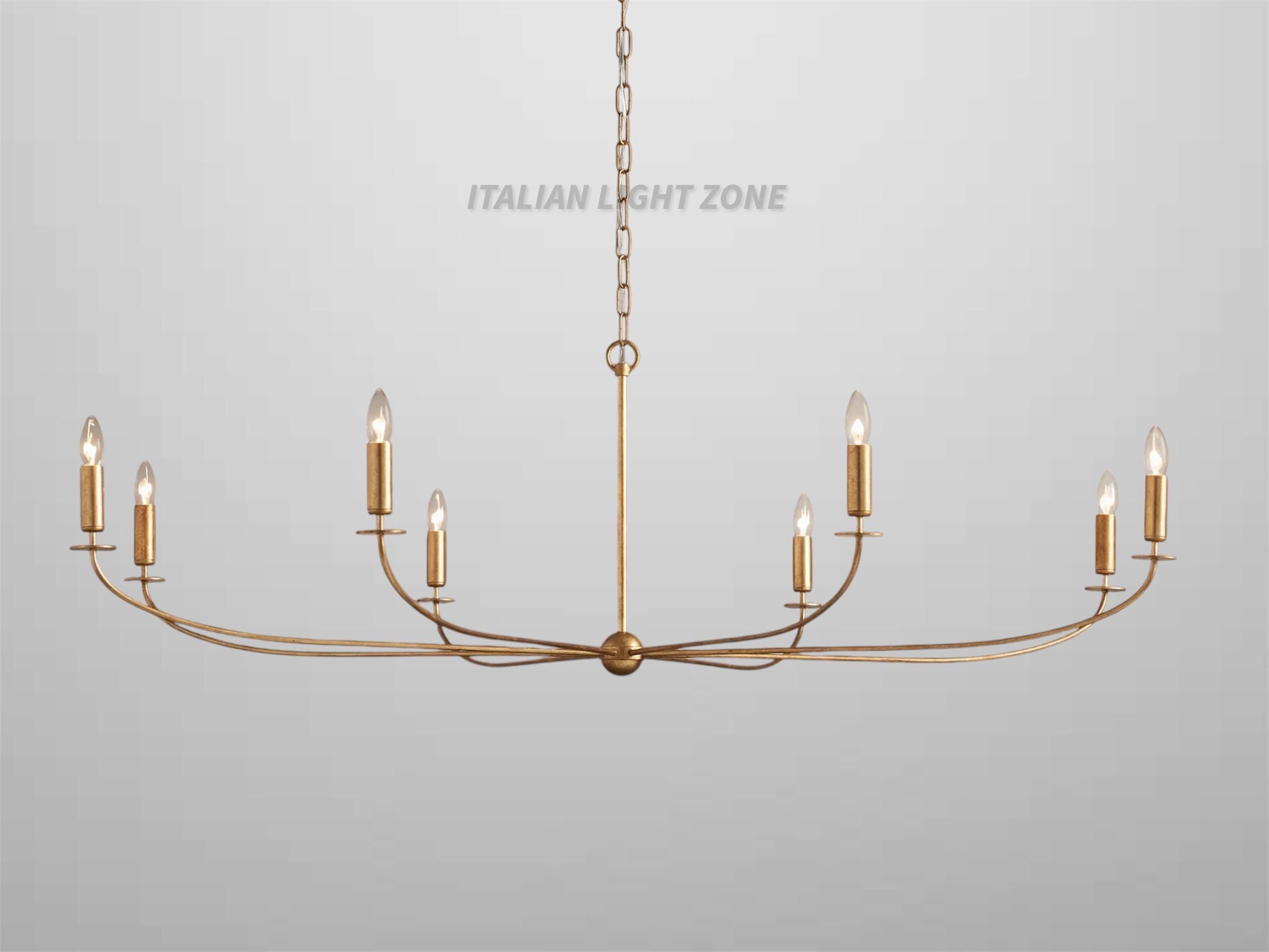 Handmade Linear 6-Light Chandelier – Modern Black Ceiling Light Fixture | Mid Century Minimalist Pendant for Living or Dining Room