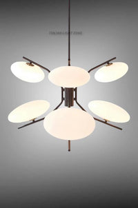 Mid Century Modern 6 Light Sputnik Chandelier | Black Ceiling Light with Glass Globe Shades | Dining Room Lighting