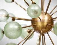 1950s Mid Century Modern Brass Glass Globe Sputnik Chandelier | Retro Ceiling Light Pendant Lighting for Dining Room, Bedroom & Living Room
