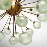 1950s Mid Century Modern Brass Glass Globe Sputnik Chandelier | Retro Ceiling Light Pendant Lighting for Dining Room, Bedroom & Living Room