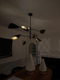 Mid Century Modern Black Linear Pendant Light | Handmade Ceiling Lamp for Dining Room, Kitchen Island Lighting, Minimalist Chandelier