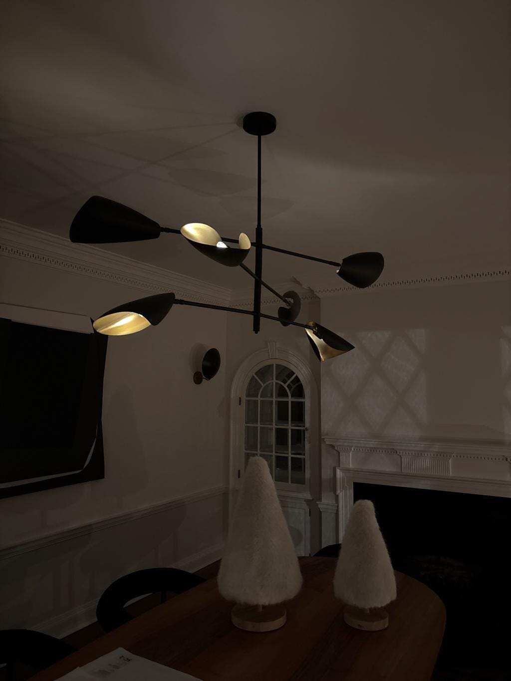 Mid Century Modern Black Linear Pendant Light | Handmade Ceiling Lamp for Dining Room, Kitchen Island Lighting, Minimalist Chandelier