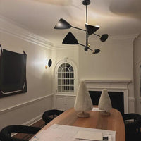 Mid Century Modern Black Linear Pendant Light | Handmade Ceiling Lamp for Dining Room, Kitchen Island Lighting, Minimalist Chandelier